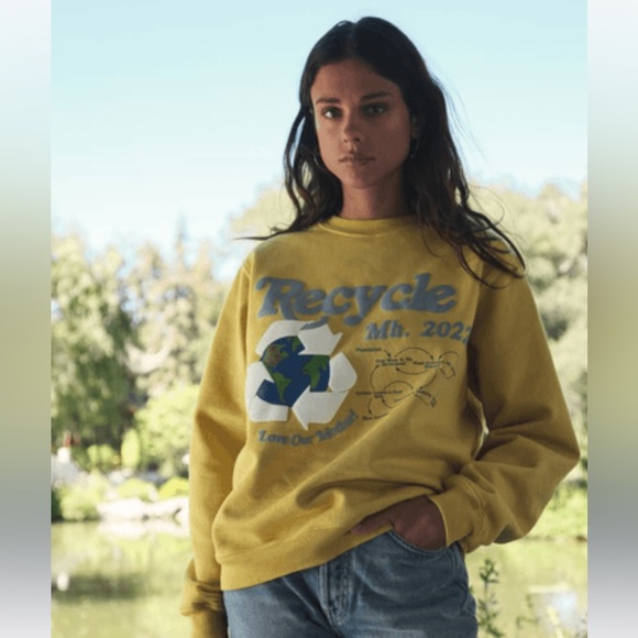 MADHAPPY NEW LIMITED EARTH DAY EDITION YELLOW MADHAPPY RECYCLE CREWNECK - Picture 4 of 4